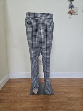 Women's Black & White Houndstooth Pull-On Trousers